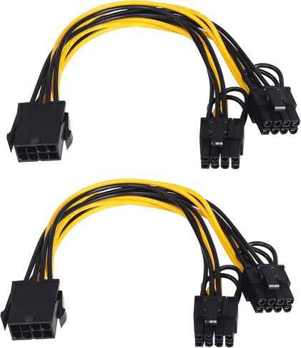 CERRXIAN 20 سم PCI-E 8 Pin أنثى إلى Dual 8 Pin (6+2) كابل طاقة مقسم بطاقة الرسومات ذكر، PCI Express 8Pin ATX GPU VGA PSU Y Splitter Mining كابل تمديد بطاقة الفيديو (2 حزمة، 8-2x8) in Saudi Arabia