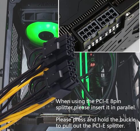 CERRXIAN 20 سم PCI-E 8 Pin أنثى إلى Dual 8 Pin (6+2) كابل طاقة مقسم بطاقة الرسومات ذكر، PCI Express 8Pin ATX GPU VGA PSU Y Splitter Mining كابل تمديد بطاقة الفيديو (2 حزمة، 8-2x8) in Saudi Arabia