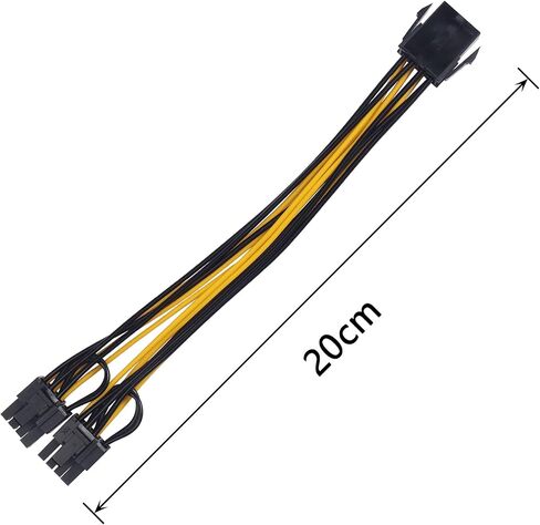 CERRXIAN 20 سم PCI-E 8 Pin أنثى إلى Dual 8 Pin (6+2) كابل طاقة مقسم بطاقة الرسومات ذكر، PCI Express 8Pin ATX GPU VGA PSU Y Splitter Mining كابل تمديد بطاقة الفيديو (2 حزمة، 8-2x8) in Saudi Arabia