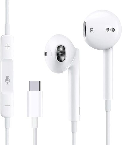 USB C Headphones Earphones for iPhone 15/15 Pro/15 Pro Max with Mic & Remote Control Noise Cancelling Earbuds Wired Earphones for Galaxy S24/S23/S22/S21/S20/Ultra Note 10/20, Pixel 7/6/6a/5/4 in Saudi Arabia