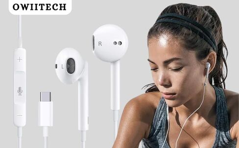 USB C Headphones Earphones for iPhone 15/15 Pro/15 Pro Max with Mic & Remote Control Noise Cancelling Earbuds Wired Earphones for Galaxy S24/S23/S22/S21/S20/Ultra Note 10/20, Pixel 7/6/6a/5/4 in Saudi Arabia