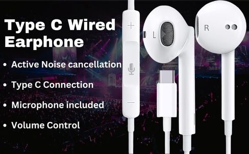 USB C Headphones Earphones for iPhone 15/15 Pro/15 Pro Max with Mic & Remote Control Noise Cancelling Earbuds Wired Earphones for Galaxy S24/S23/S22/S21/S20/Ultra Note 10/20, Pixel 7/6/6a/5/4 in Saudi Arabia