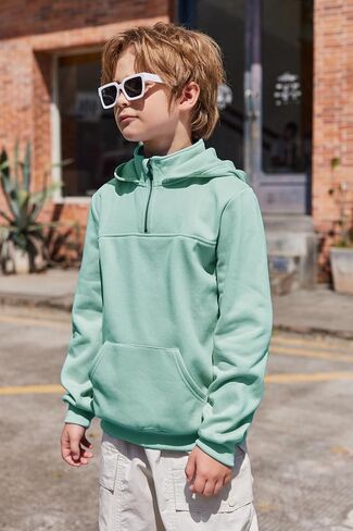 Arshiner Boy's Loose Fit Quarter-Zip Pullover Hoodie Sweatshirt - Lightweight Fleece - 4~12 Years Kids in Saudi Arabia