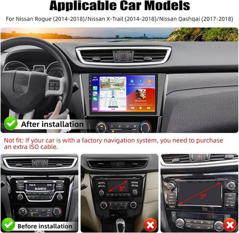 2G + 64G راديو السيارة ستيريو لنيسان روغ 2014 2015 2016 2017 2018 مع CarPlay اللاسلكي Android Auto 10 بوصة تعمل باللمس راديو Android 13 وحدة رئيسية مع WiFi GPS Navigation Bluetooth FM HD كاميرا احتياطية in Saudi Arabia