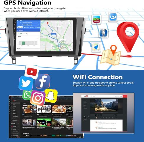 2G + 64G راديو السيارة ستيريو لنيسان روغ 2014 2015 2016 2017 2018 مع CarPlay اللاسلكي Android Auto 10 بوصة تعمل باللمس راديو Android 13 وحدة رئيسية مع WiFi GPS Navigation Bluetooth FM HD كاميرا احتياطية in Saudi Arabia