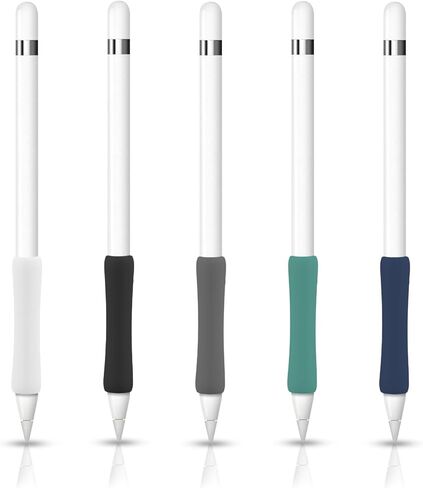 5 قطع من مقابض قلم Apple الأول والثاني / قلم Apple USB C، مقاس 2.4 × 0.5 بوصة غطاء سيليكون ملون مضاد للانزلاق ملحقات كم محول متوافق مع قلم iPad Stylus in Saudi Arabia