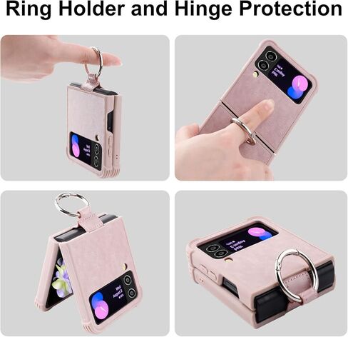 حافظة هاتف MONASAY متوافقة مع هاتف Galaxy Z Flip 4، [يتضمن واقي الشاشة] غطاء هاتف خلوي جلدي مع حلقة مناسبة لهاتف Samsung Galaxy Z Flip 4 5G أخضر فاتح in Kuwait