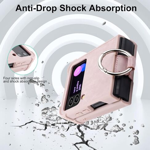 حافظة هاتف MONASAY متوافقة مع هاتف Galaxy Z Flip 4، [يتضمن واقي الشاشة] غطاء هاتف خلوي جلدي مع حلقة مناسبة لهاتف Samsung Galaxy Z Flip 4 5G أخضر فاتح in Kuwait