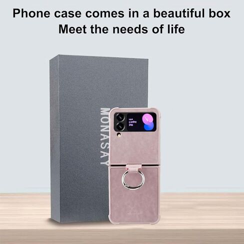 حافظة هاتف MONASAY متوافقة مع هاتف Galaxy Z Flip 4، [يتضمن واقي الشاشة] غطاء هاتف خلوي جلدي مع حلقة مناسبة لهاتف Samsung Galaxy Z Flip 4 5G أخضر فاتح in Kuwait
