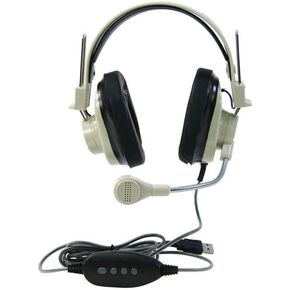 3066-USB CT Deluxe Over-Ear Stereo Headset, Beige; Gooseneck Microphone; USB Plug; 6-foot Long 2-layered Cut-and-chew-resistant Cord; Adjustable Plastic Headband; Noise-reducing Ear-cups