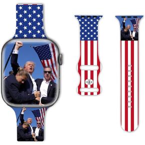 Trump Silicone Bands Compatible with Apple Watch Band 38mm 40mm 41mm 42mm 44mm 45mm 49mm,Sport Soft Waterproof Strap for iWatch Apple Watch Series 9 Ultra 8 7 6 5 4 3 2 1 SE Women Men