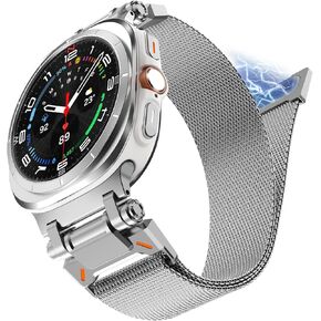 NewWays Milanese Loop for Galaxy Watch Ultra Bands 47mm for Men Magnetic Strap Stainless Steel Connector Military Rugged Galaxy Watch Ultra Bands
