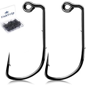 Baitholder Jig Fishing Hooks, 50pcs 90-Degree Aberdeen Long Shank Hook Jig Maker for Freshwater Fly Tying Size 4 2 1 1/0 2/0
