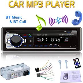 12V Car Stereo FM Radio MP3 Audio Player Built in Bluetooth Phone with USB SD MMC Port Car Radio Bluetooth in-Dash 1 DIN ISO Connector
