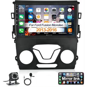 9 inch Android 13 Wireless CarPlay Android Auto Car Radio Receiver for Ford Fusion Mondeo 2013-2016, 2+32G Touch Screen Car Stereo with WiFi Bluetooth FM RDS GPS Navigation DSP SWC