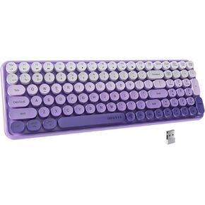 UBOTIE Colorful Bluetooth 100Keys Keyboards, Wireless Compact Rainbow Gradual Colors Retro Typewriter Flexible Keyboard for Tablet, Cellphones, PC(Purple Gradient)