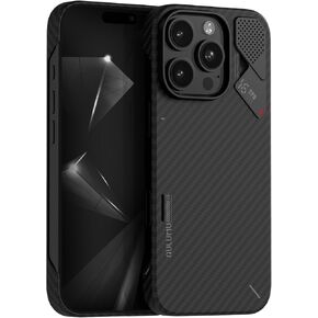 Aulumu A16 Aramid Fiber for iPhone 16 Pro Max Case | 1500D Ultra Slim Woven | Real Cooling | Compatible with MagSafe Black