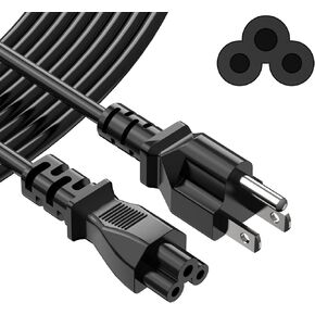 3 Prong Laptop/Monitor Power Cord, 6Ft AC Power Cable Replacement for Dell HP Asus Sony Toshiba Lenovo Acer Gateway LG MSI Laptop, Monitor, Printers, Scanners; NEMA 5-15P to IEC-320-C5 Power Cord