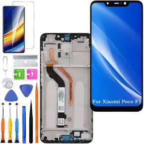 Screen Replacement for Xiaomi Poco F1 Original, M1805E10A LCD Touch Panel Display Digitizer Assembly Repair Parts with Kit（Black with Frame）