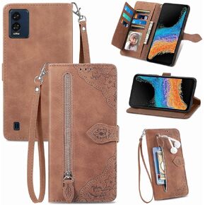 for BLU View Speed 5G Wallet Case for Women/Men,BLU View Speed 5G Case,7 Card Holder Leather Flip Case with Strap Stand Pocket Shockproof Folio Magnetic Zipper Wallet Purse Case -Pink