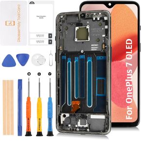 for OnePlus 7 1+7 6.41" OLED LCD Screen Display Replacement Touch Digitizer Assembly Kit with Mirror Gray Frame
