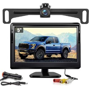 Kairiyard Backup Camera, 5inch Back up Camera for Car 170° Wide Angle DIY Grid Lines License Plate Reverse Rear View Camera Systems for Truck Car Trailer SUV
