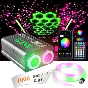 750 Starlight Headliner Kits for Car Home Star Ceiling Sky Decoration Twinkle & Meteor 2-in-1 Light Engine 0.03in*9.8ft RGBW Fiber Optic Strands 200 Pure White Shooting Stars 16W Starlight kit
