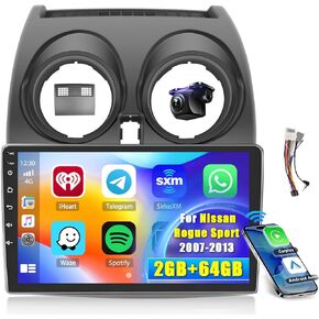 Hikity Android Car Stereo for Nissan Rogue Sport 2007-2013 Radio 2+64GB 9 Inch Touchscreen Car Radio Carplay Android Auto Support GPS Navigation WiFi Bluetooth FM EQ Backup Camera