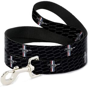 Buckle-Down Pet Leash - Ford Mustang w/Bars REPEAT w/Text - 4 Feet Long - 1.5" Wide