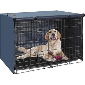 Dog Crate Cover - Kennel Covers Fit for 24 Inch Dogs Crate, Double Door Polyester for Wire Puppy Cage Indoor Outdoor Protection, Grey
