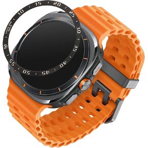 kwmobile Protective Bezel Ring Compatible with Samsung Galaxy Watch Ultra 47mm - Aluminum Ring for Smart Watches - Black/Silver