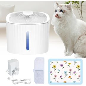 Pet Water Dispenser, LED Light Display 3L Large Capacity Intelligent Automatic 24-Hour circulating Filter pet Water Basin, Silent Design, Suitable for Cats and Dogs Drinking Water