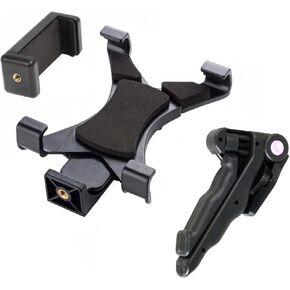 Accessory Basics 7-10" Tablet Holder w/ 1/4-20 Thread & Pistol Grip Tripod fits i Pad Pro 11 10.5 9.7 Air Mini Galaxy Tab (Smartphone Holder for Galaxy S23 S24 Ultra Phone 15 14 13 PRO MAX)