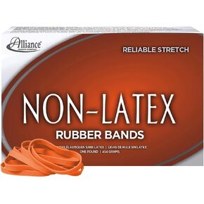 Alliance Rubber 37646#64 Non-Latex Rubber Bands, 1 lb Box Contains Approx. 380 Bands (3 1/2" x 1/4", Orange)