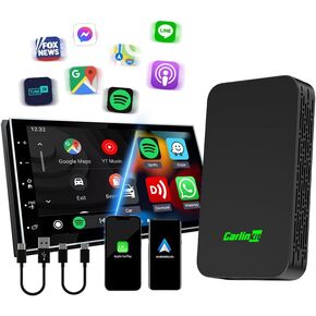 CarlinKit 5.0 Wireless CarPlay Adapter - Wireless Android Auto Car Adapter Adoption Chip 5G WiFi 5.8 GHZ | Stable & Fast Connection | Easy Operate | Small Size | Light Weight | Black(2air)