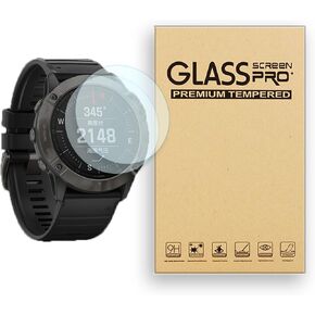 Screen Protector for Garmin fenix 6X Pro / 6X Pro Solar/ 6X 51mm Watch Tempered Glass Film, 9H Hardness,Anti-Scratch,High Definition,Bubble Free (2 pcs)