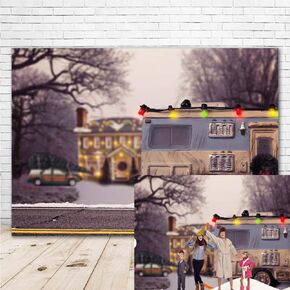 National Lampoons Christmas Vacation Photo Backdrop 7x5ft Christmas Motorhome Cousin Eddie RV Background for Family Holiday Picture Photoshoot Vinyl Christmas Vacation Outdoor Backdrops