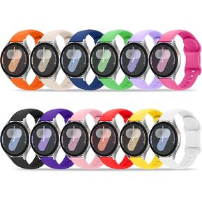 12 Pack Bands Compatible with Samsung Galaxy Watch 7 6 5 4 40mm 44mm/6 4 Classic 43mm 47mm 42mm 46mm/5 Pro 45mm/Active 2 Band, 20mm Soft Silicone Sport Replacement Strap for Women Men