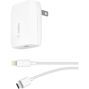 Belkin USB-C Wall Charger 18W w/ 4ft USB-C to Lightning Cable (iPhone Fast Charger for iPhone 11, 11 Pro, 11 Pro Max, XS, XS Max, XR, X, 8, 8 Plus) iPhone Charger, iPhone Wall Charger in Kuwait