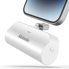 Portable Charger for iPhone With Dual Infterface, 5000mAh Mini Power Bank Fast Charging, Small Phone Charger Battery Pack Compatible with iPhone 14/14 Pro Max/14 Plus/13/12/11/X/8/7/6, and More, Black