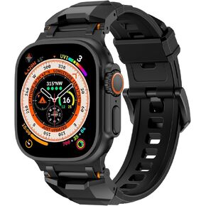 Rubber Band Compatible with Apple Watch Band 49mm 46mm 45mm 44mm 42mm,Luxury Cool Designed Silicone Sport Bands for Men iWatch Ultra & Ultra 2 Bands Series 10 9 8 7 6 5 4 3 2 1 SE