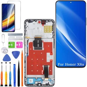 Screen Replacement for Honor X8a Original, CRT-LX1 CRT-LX2 CRT-LX3 LCD Touch Panel Display Digitizer Assembly Repair Parts with Kit（Black with Frame）