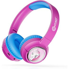 Contixo KB6 Kids Wireless Headphones with Microphone - Over-Ear Bluetooth Headphone Foldable for Kids - 85/95dB with Volume Limited - Toddler Headphones for Boys and Girls Blue