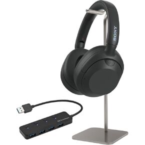Sony WHULT900N-B ULT Noise Cancelling Headphones (Black) Bundle with Gear 4-Port USB 3.0 Hub, Gear Metal Alloy Headphone Stand (3 Items)