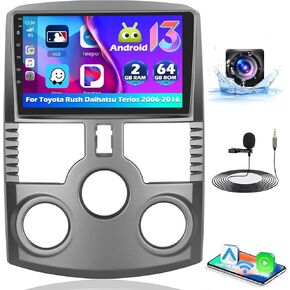 Hikity Android Stereo for Toyota Rush Daihatsu Terios 2006-2016 with Wireless Carplay Android Auto,9 Inch HD Touch Screen GPS Radio with Bluetooth WiFi Backup Camera (2G+64G)