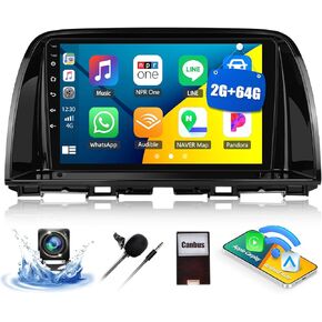 2G+64G Car Radio for Mazda CX5 CX-5 2013-2016 with Wireless CarPlay Android Auto 9" Android 13 Car Stereo Touch Screen Radio with HiFi Bluetooth GPS Navigation AHD Backup Camera Head Unit (High-End)