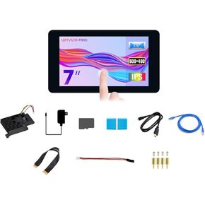 Waveshare Display Accessories B, Compatible with Raspberry Pi 5, Bundle with 7inch LCD, TF Card 64GB, Cable, Cooler and so on (10 Items)
