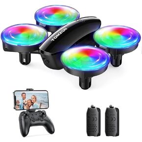TOMZON A23W Drone with Camera 1080P, LED Kids Drone with Throw to Go, High Speed Rotation and 3D Flip, Mini Drone for Kids with Circle Fly, Gravity Sensor, 3 Speeds, 2 Batteries
