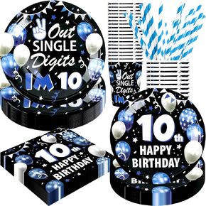 Crayon Birthday Party Decorations, 120Pcs Crayon Themed Party Supplies Disposable Colorful Tableware Includes Paper Plates, Napkins, Cups and Straws | Serves 24