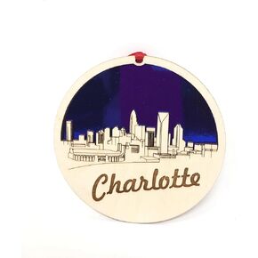 Charlotte Ornament Wooden Souvenir Christmas Tree Decoration with City of Charlotte Gift